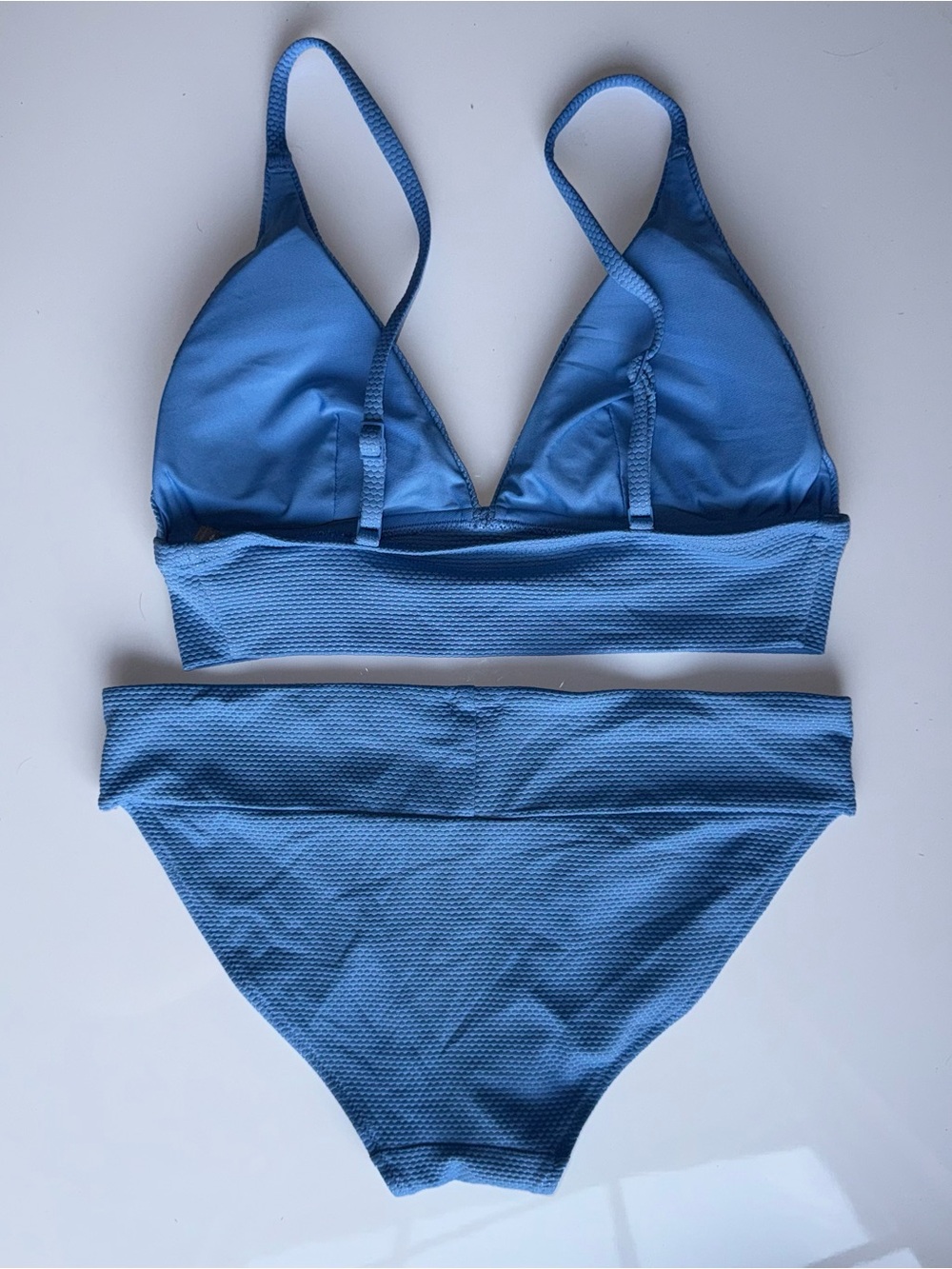 AERIE Beach Summer Vacation Blue Textured Bikini Swim Set - Women's Two-Piece S - Picture 2 of 4
